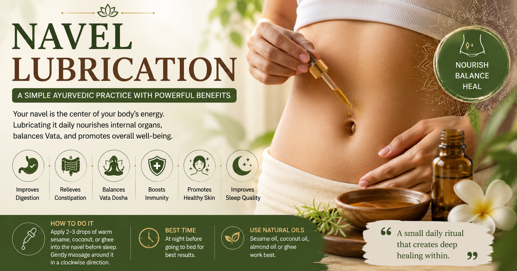 Navel Lubrication- Nature cure for dry skin navel lubrication